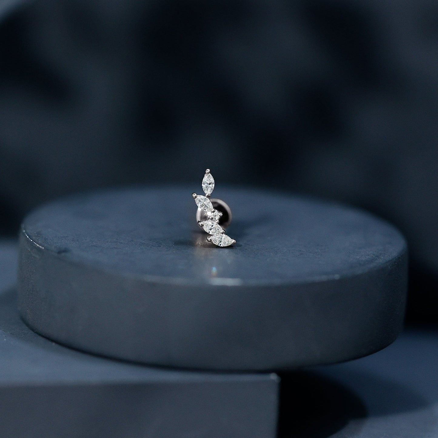 Marquise Shape Diamond Leaf Crawler Helix Earring