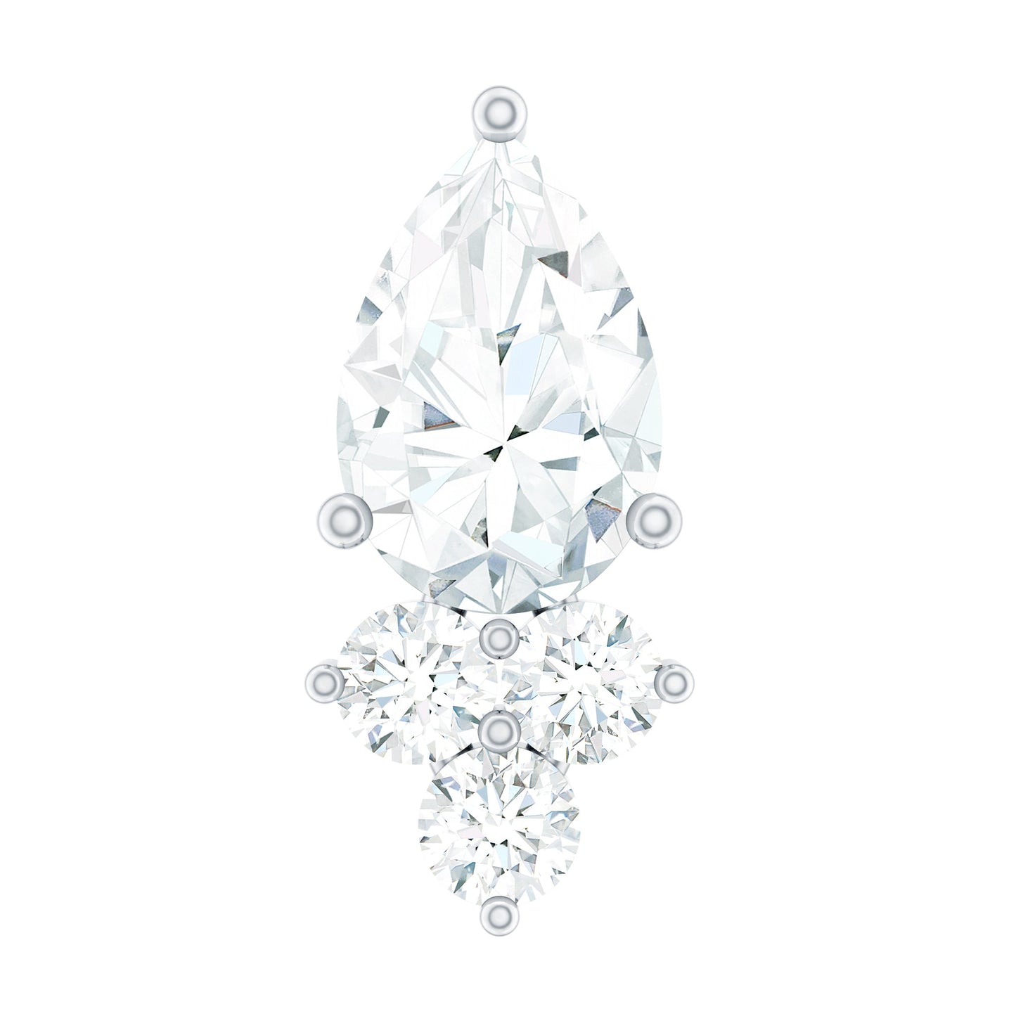 Pear and Round Diamond Earring for Helix Piercing