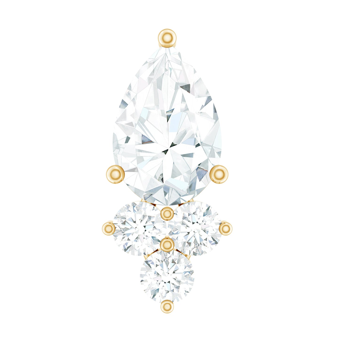 Pear and Round Diamond Earring for Helix Piercing