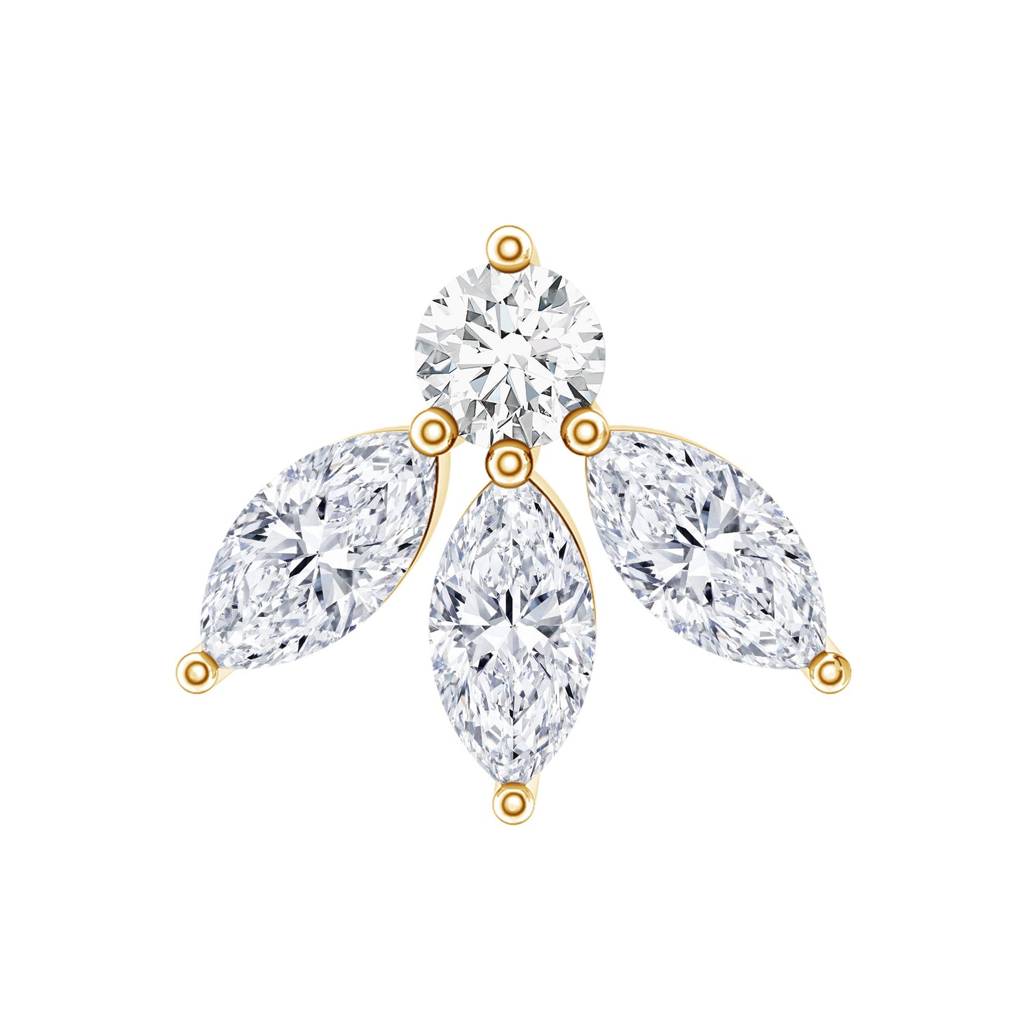 Marquise Shape Diamond Leaf Earring for Helix Piercing