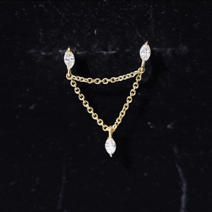 Marquise Moissanite Double Chain Earring for Women