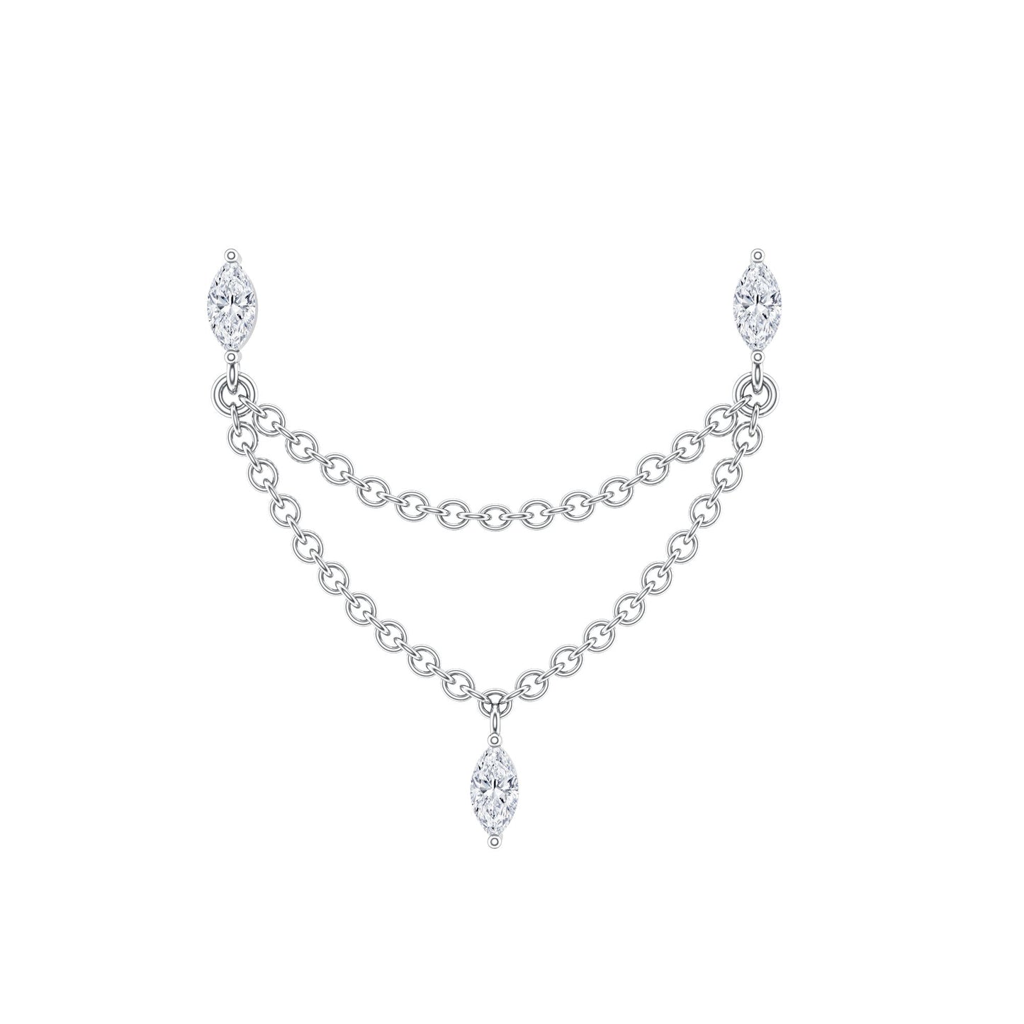 Marquise Moissanite Double Chain Earring for Women