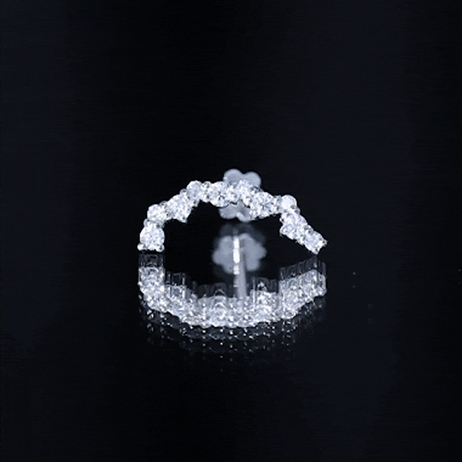 Round Cut Moissanite Ear Crawler Earring for Helix Piercing