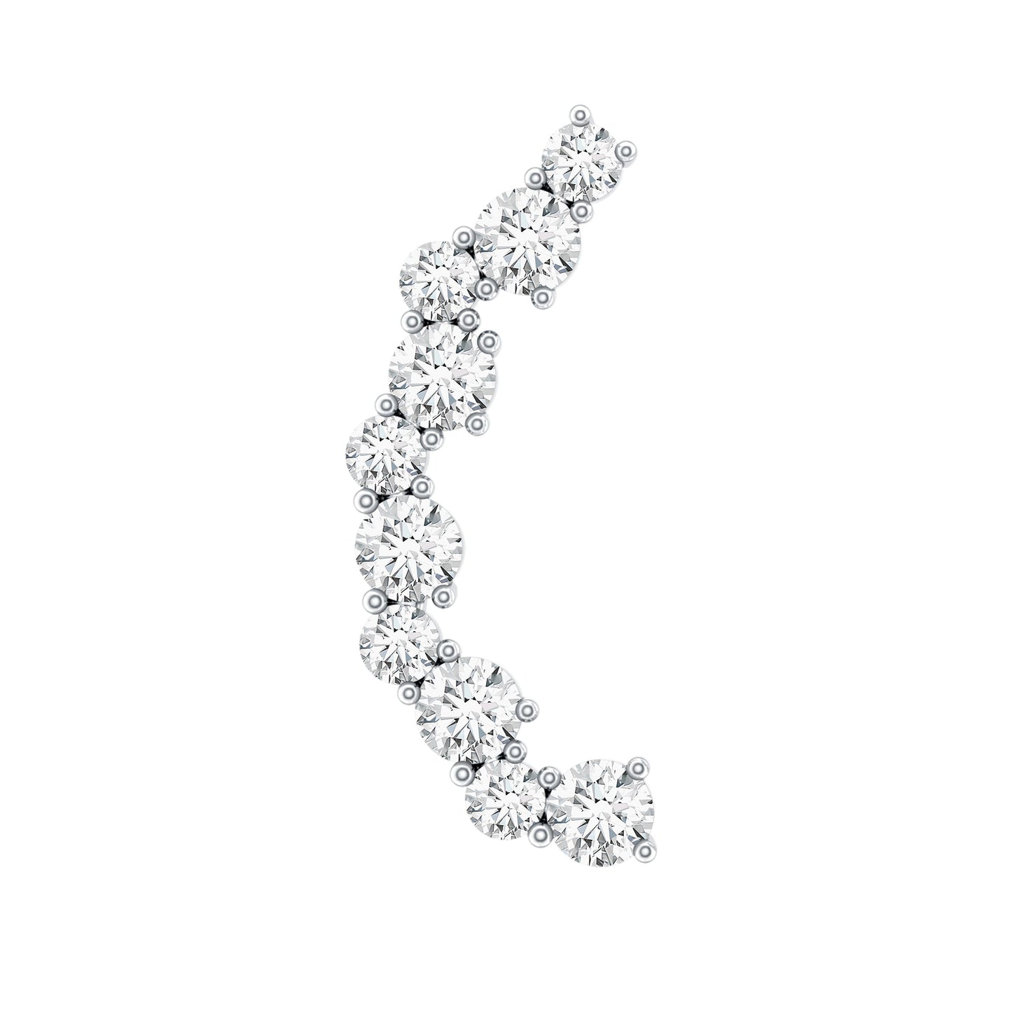 Round Cut Moissanite Ear Crawler Earring for Helix Piercing