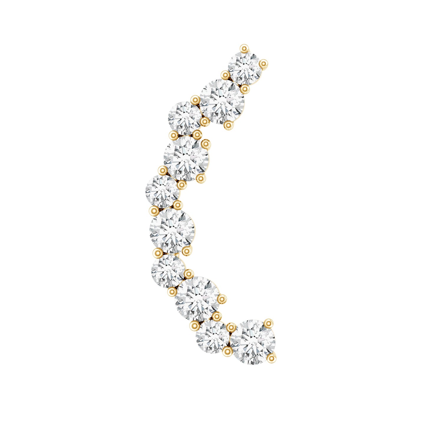 Round Cut Moissanite Ear Crawler Earring for Helix Piercing