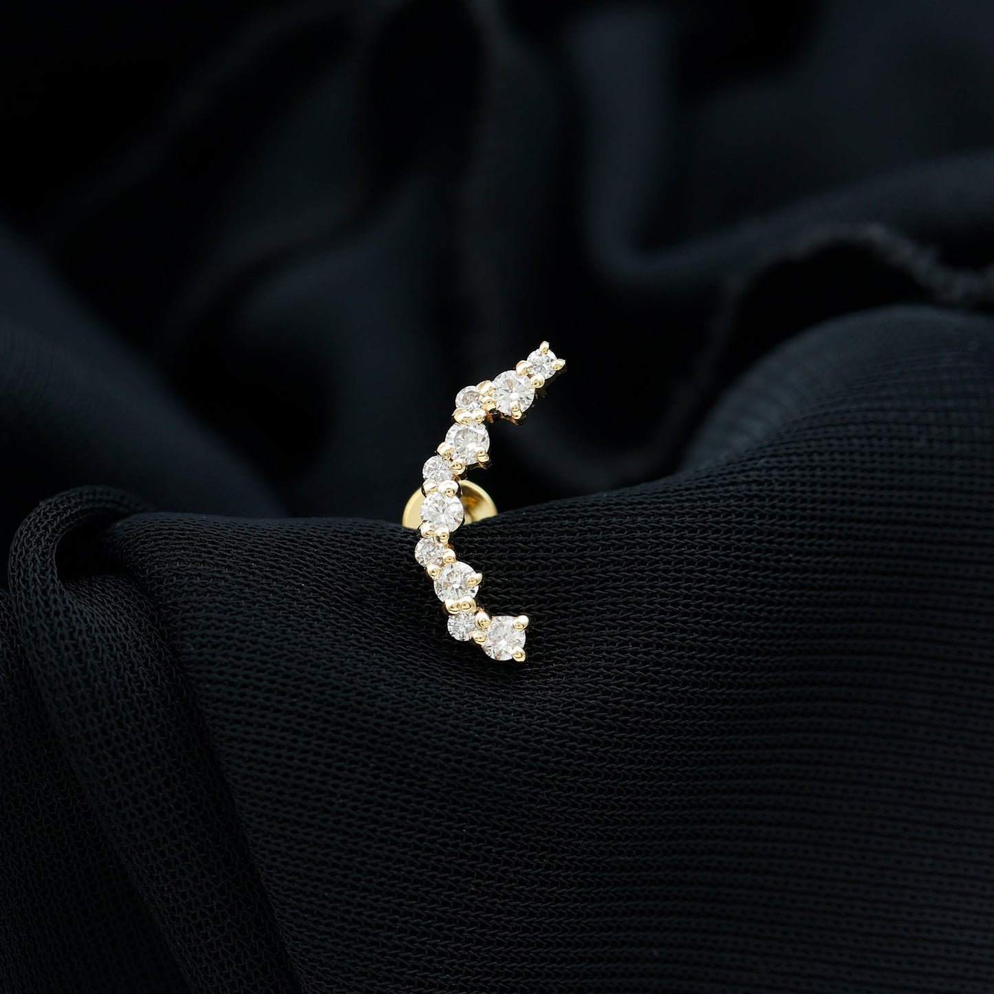 Round Cut Moissanite Ear Crawler Earring for Helix Piercing