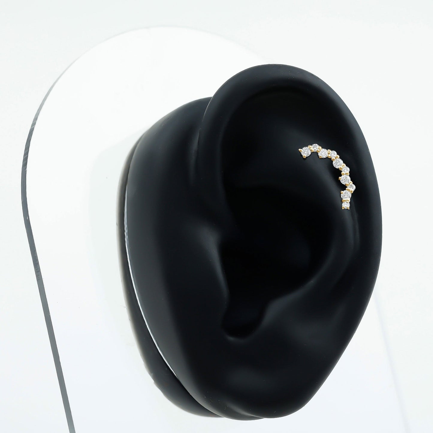 Round Cut Moissanite Ear Crawler Earring for Helix Piercing