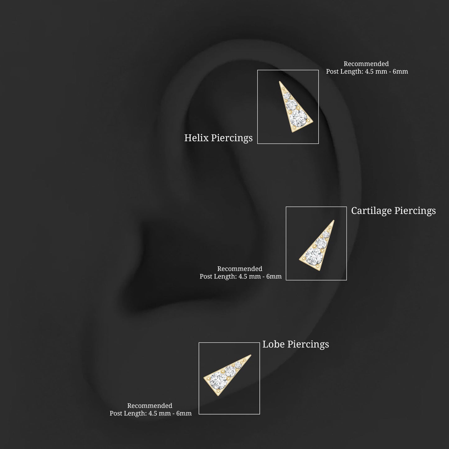 Dainty Diamond Triangle Tragus Earring