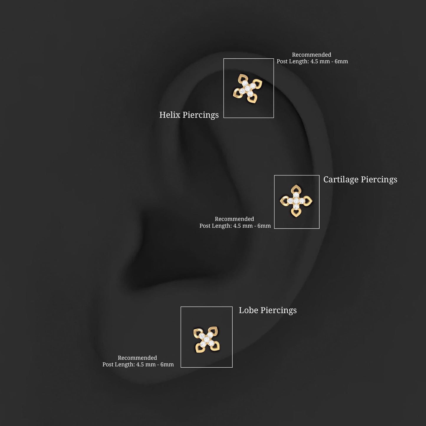 Real Diamond Floral Earring for Cartilage Piercing