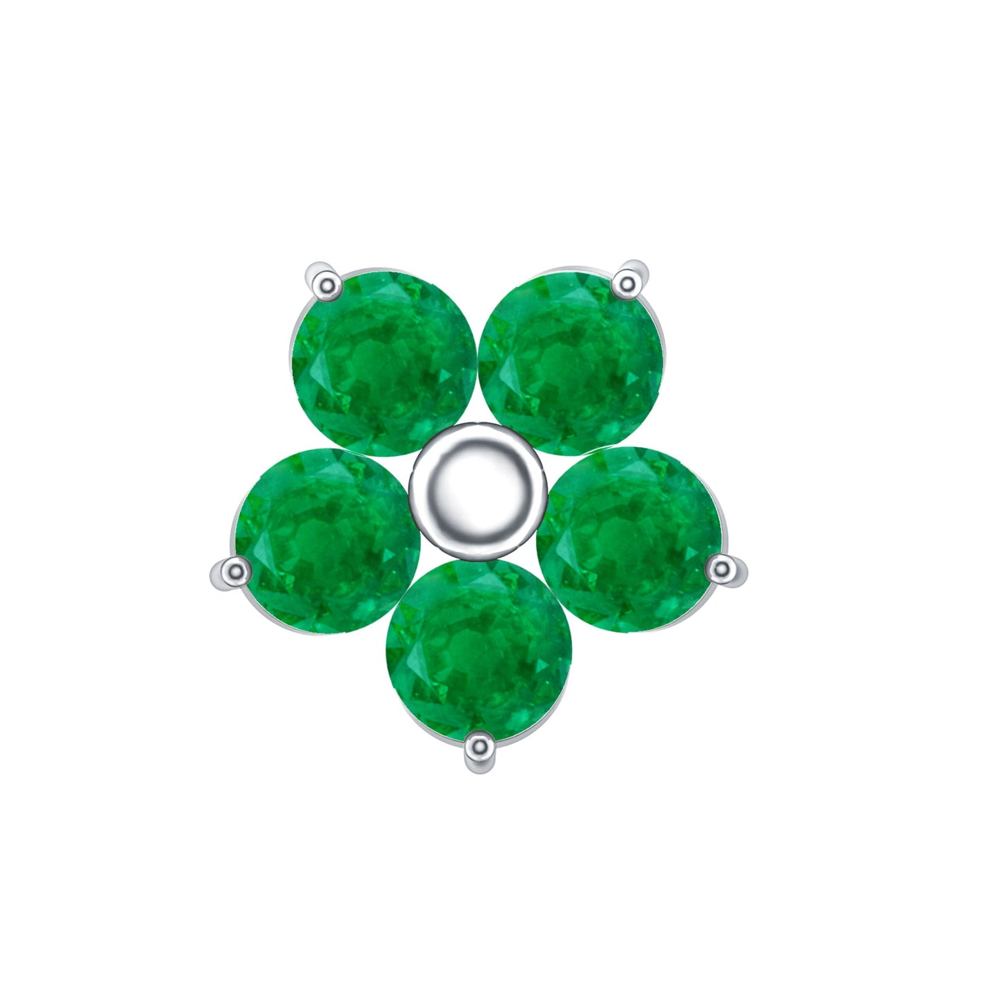 Natural Green Emerald Flower Conch Earring