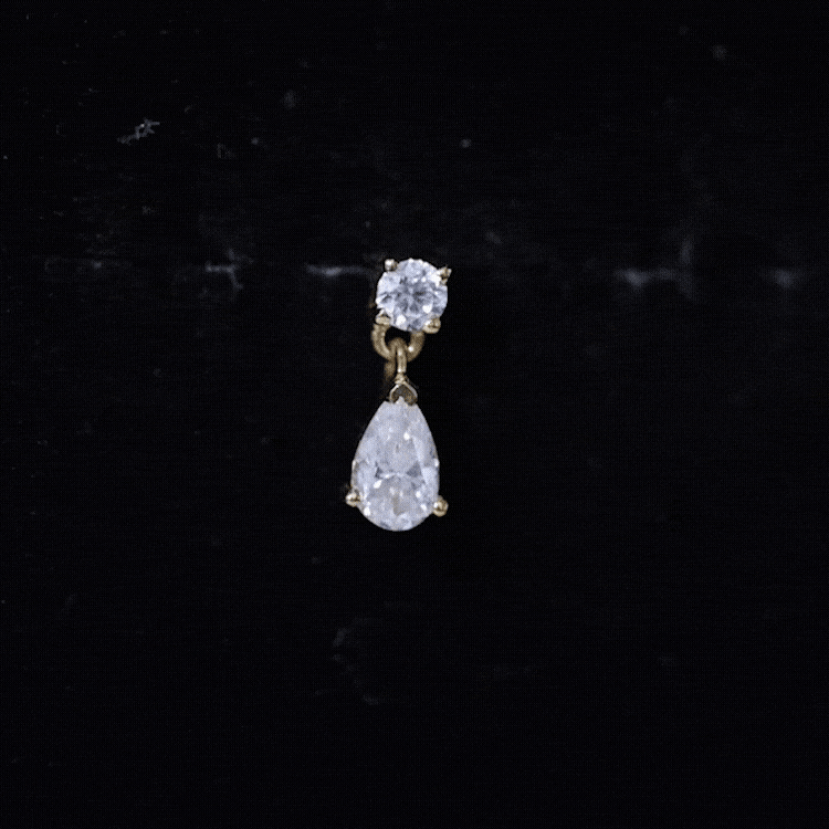 Moissanite Teardrop Earring for Helix Piercing
