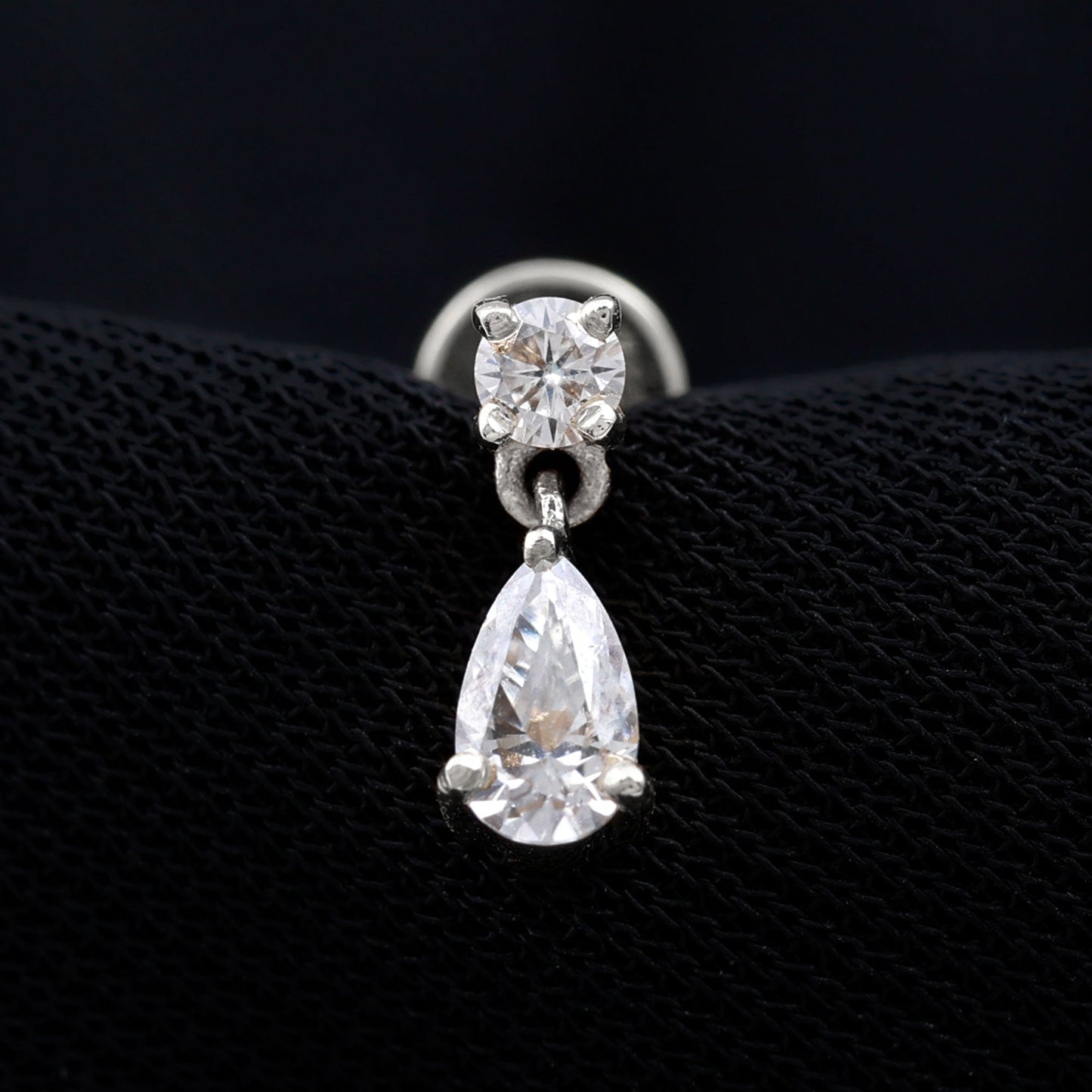 Moissanite Teardrop Earring for Helix Piercing