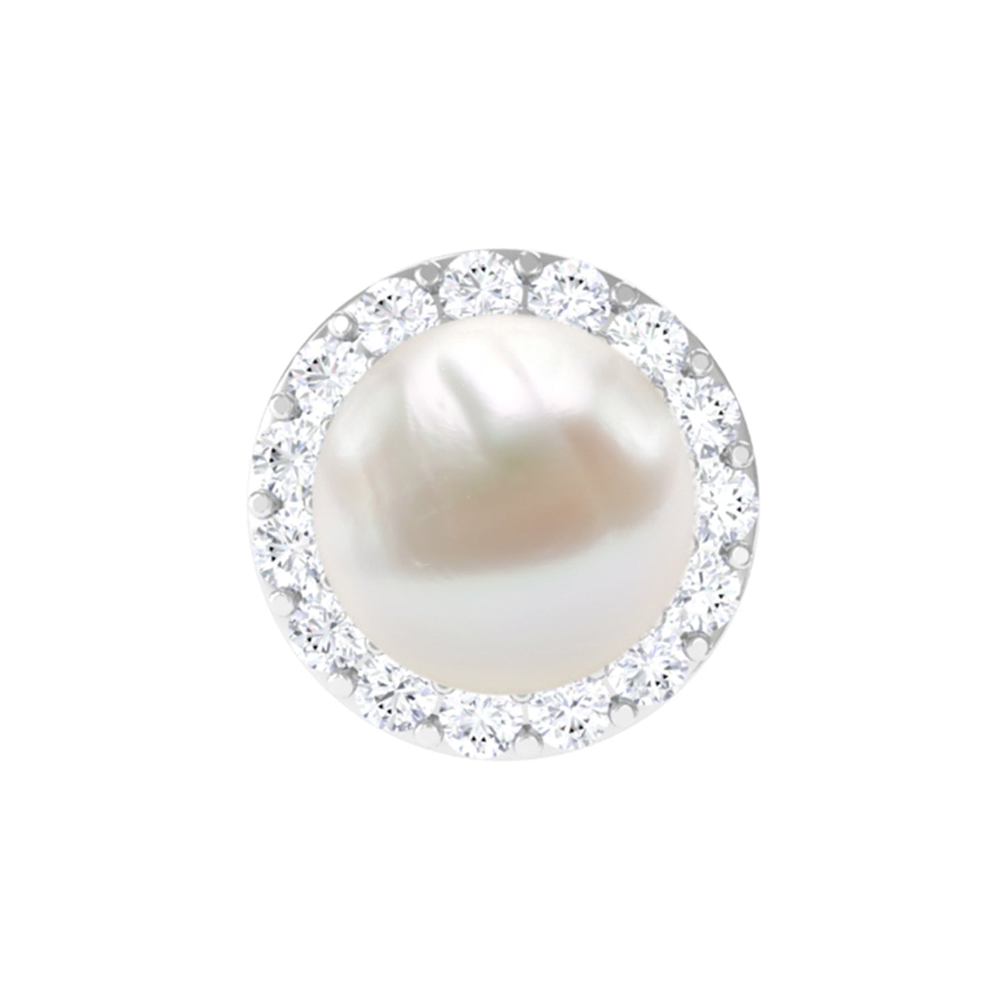 2 Carat Freshwater Pearl and Diamond Halo Cartilage Earring