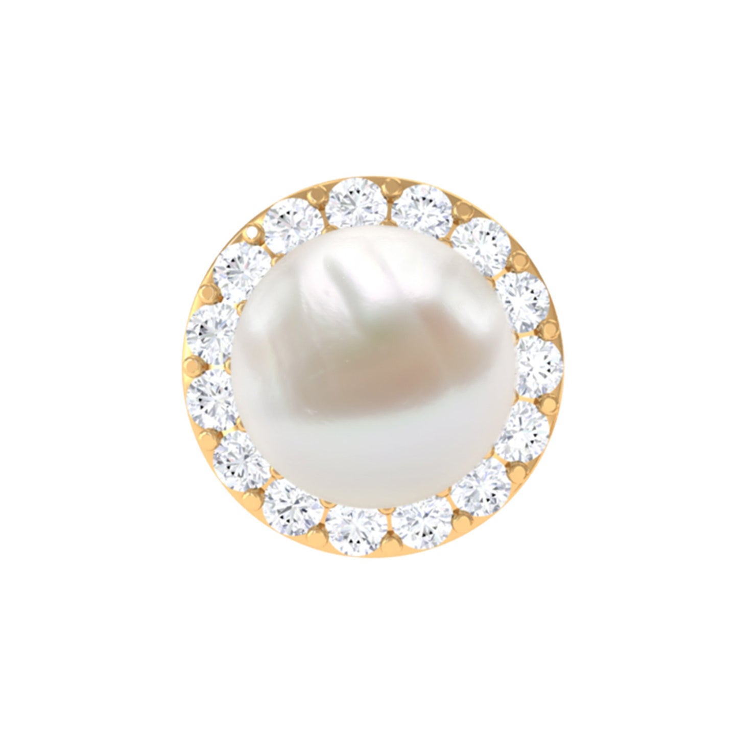 2 Carat Freshwater Pearl and Diamond Halo Cartilage Earring