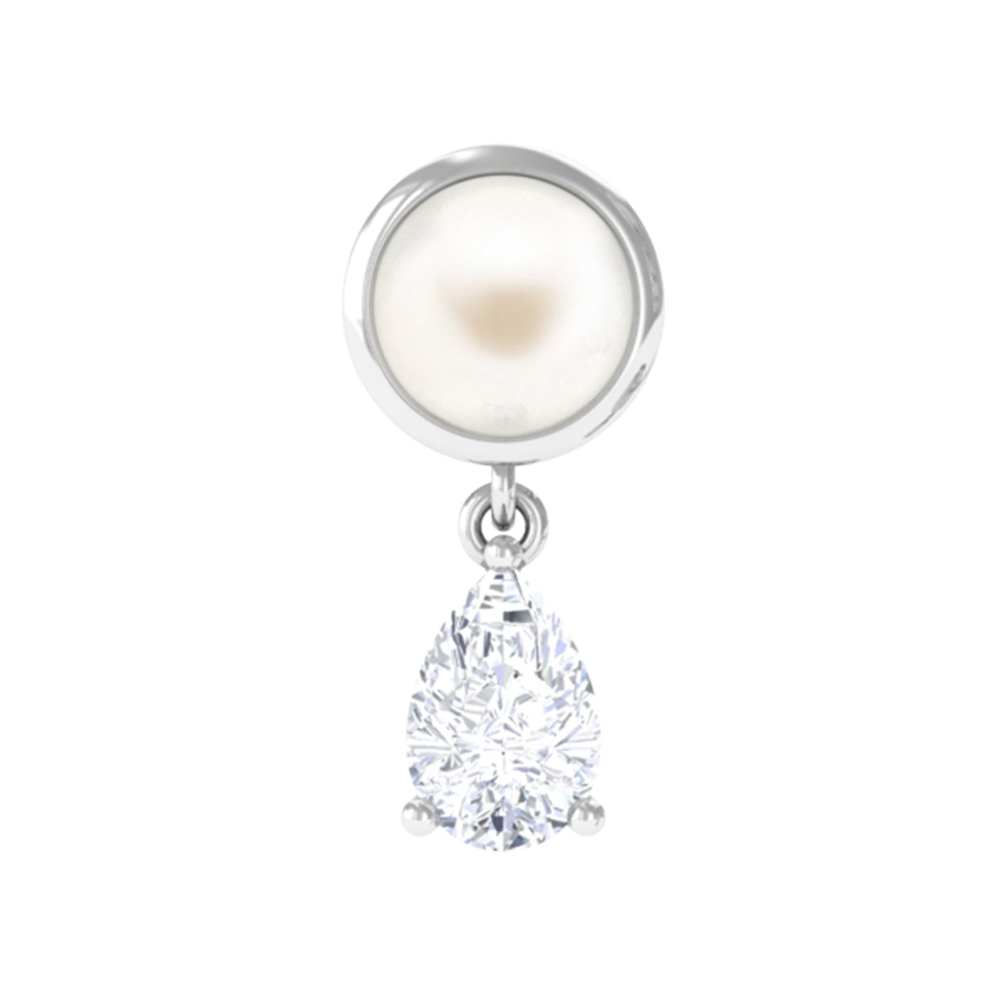 Certified Freshwater Pearl and Diamond Helix Drop Earring
