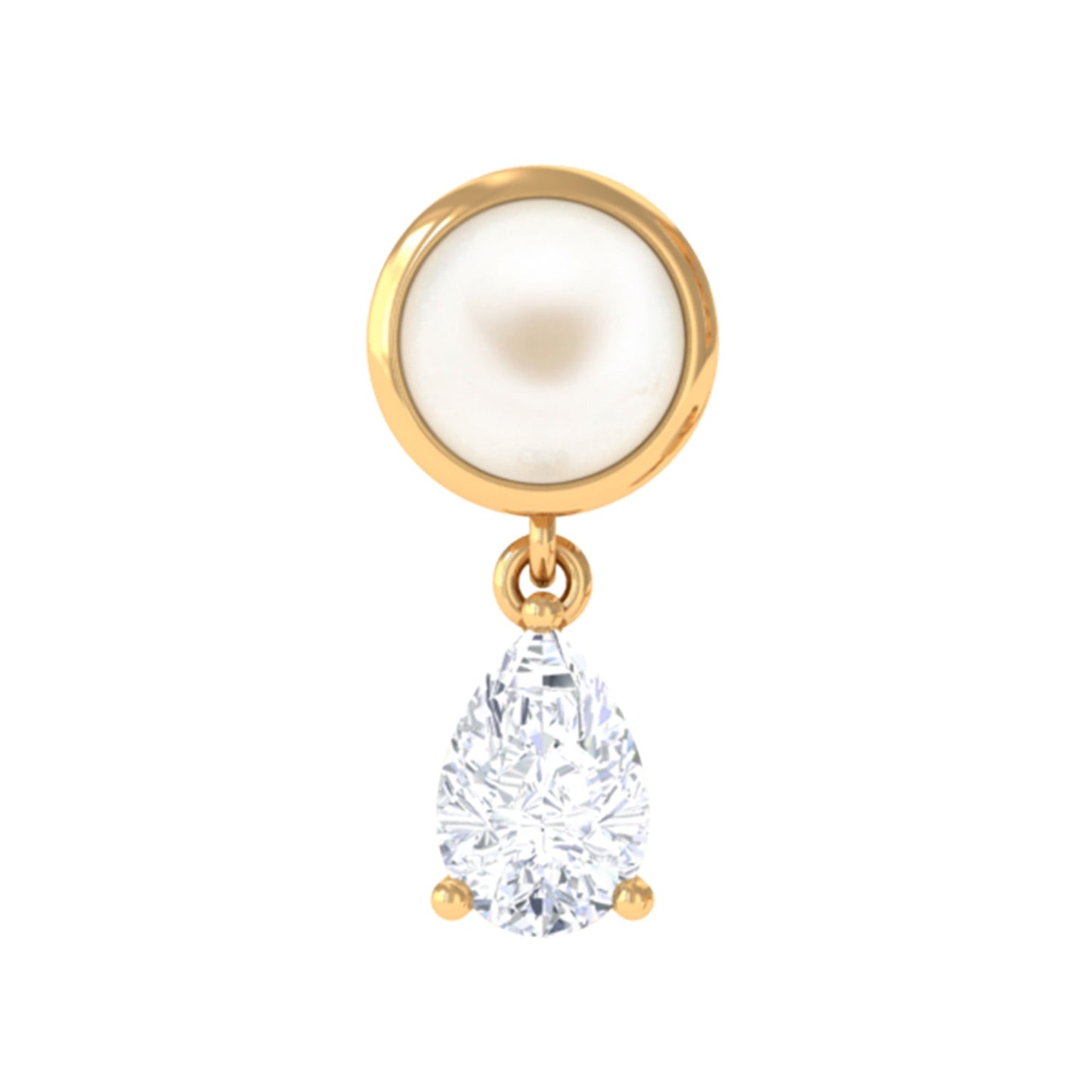 Certified Freshwater Pearl and Diamond Helix Drop Earring