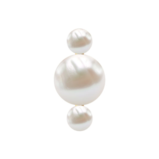 Round Freshwater Pearl Three Stone Cartilage Earring