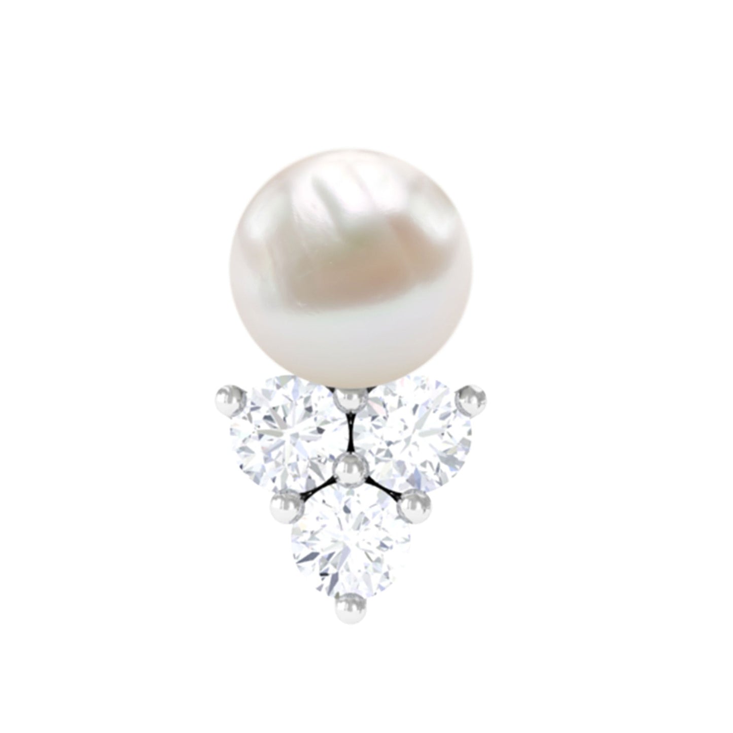 2 Carat Freshwater Pearl and Diamond Tragus Earring