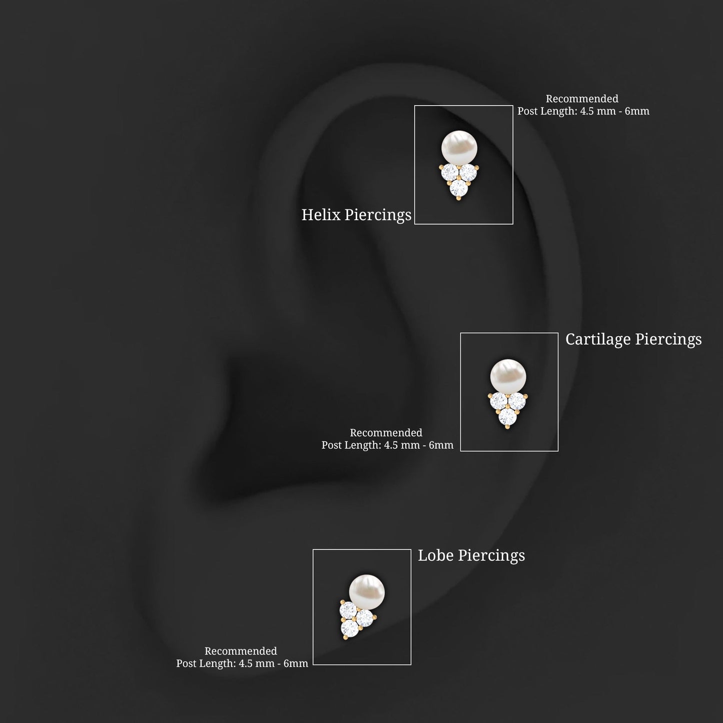 2 Carat Freshwater Pearl and Diamond Tragus Earring
