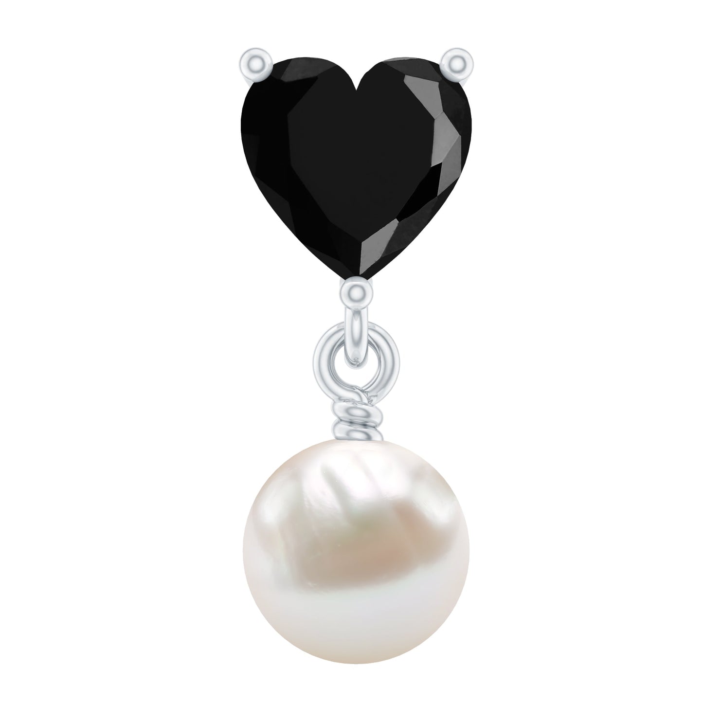 Real Black Onyx and Freshwater Pearl Helix Drop Earring