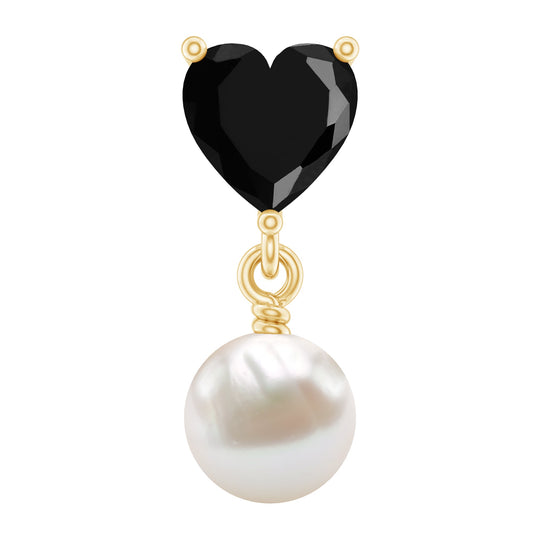 Real Black Onyx and Freshwater Pearl Helix Drop Earring