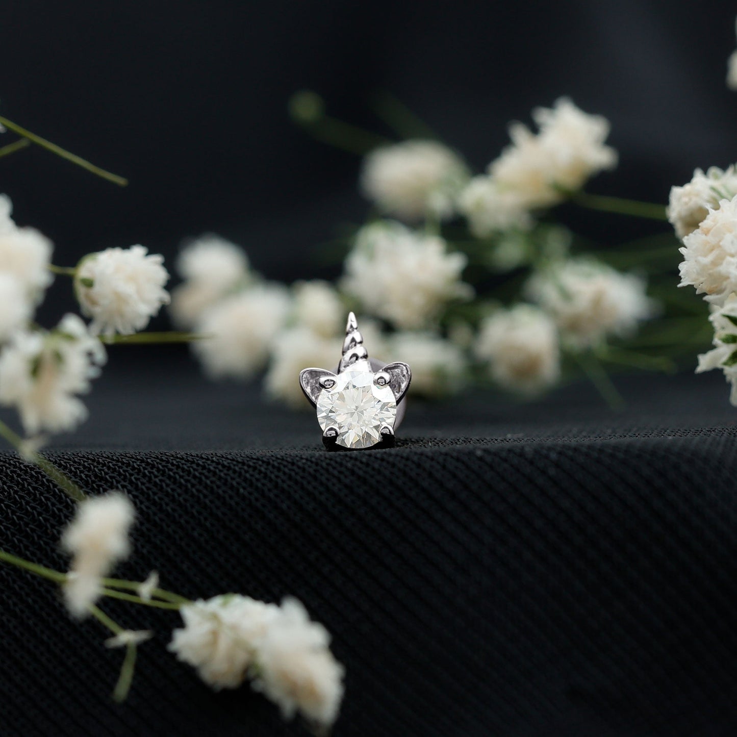 Cute Moissanite Unicorn Helix Earring for Women