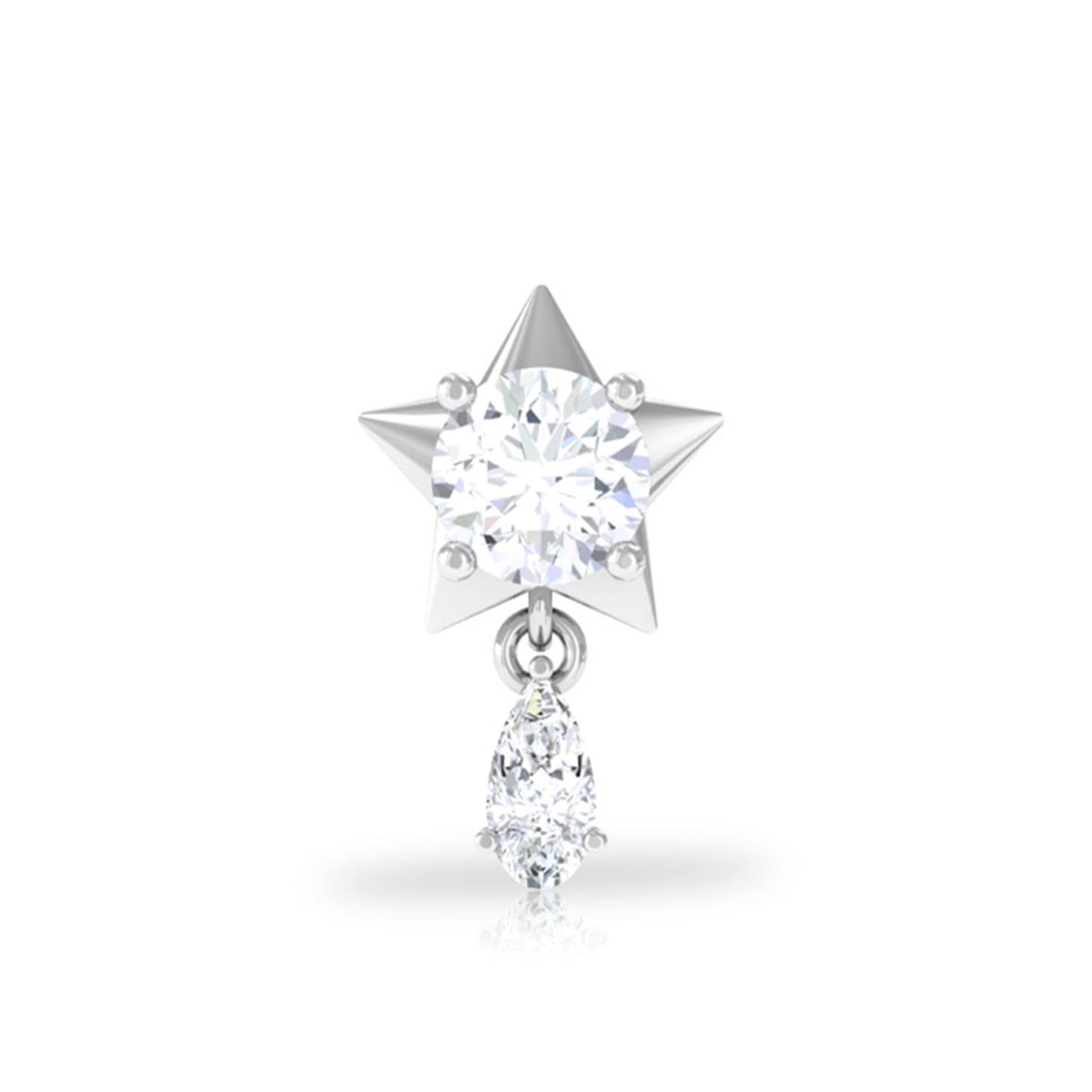 Unique Moissanite Star Drop Earring for Cartilage Piercing