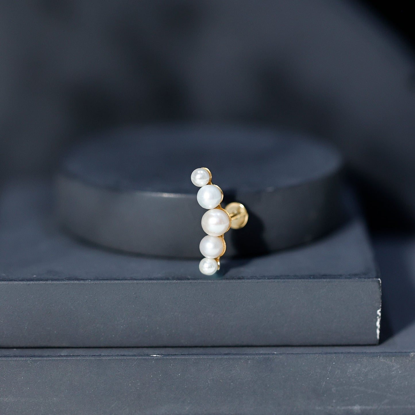 Round Freshwater Pearl Crawler Earring for Women