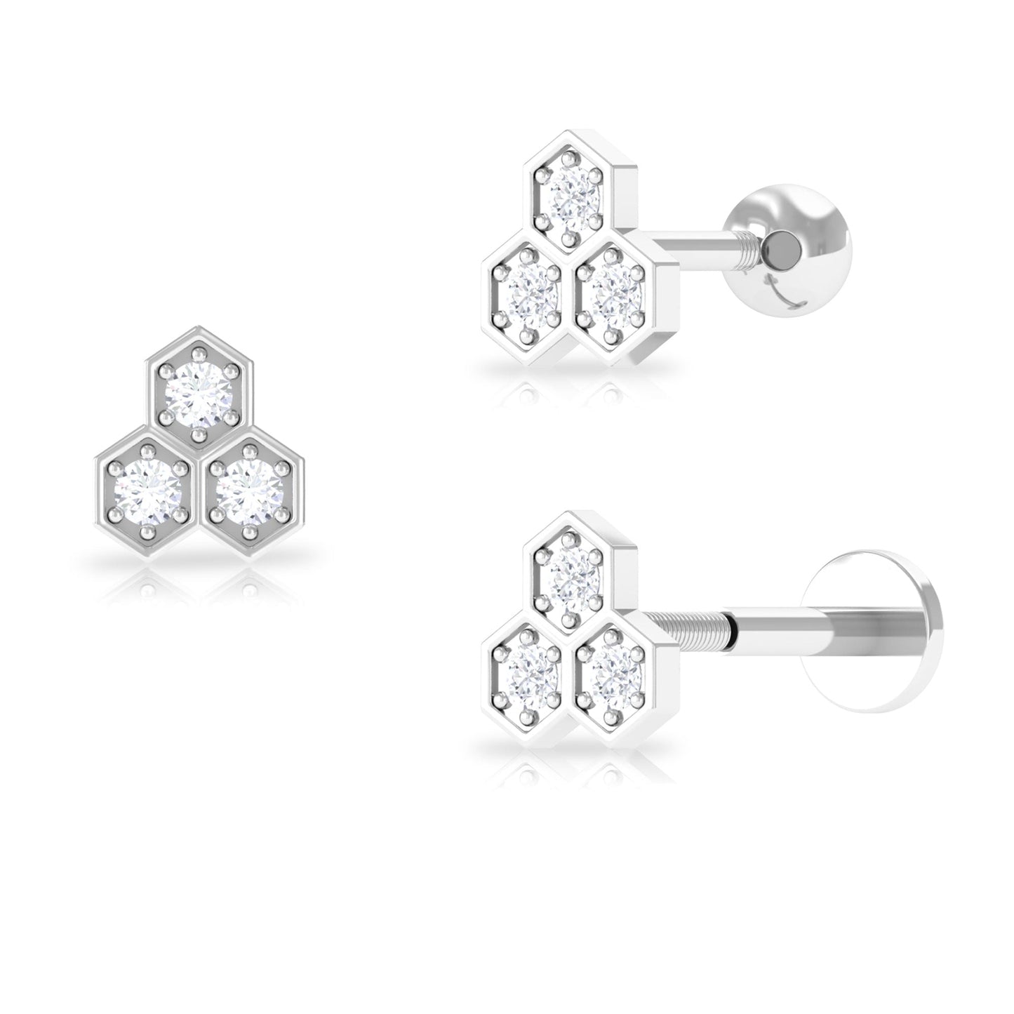 Dainty Diamond Geometric Helix Earring
