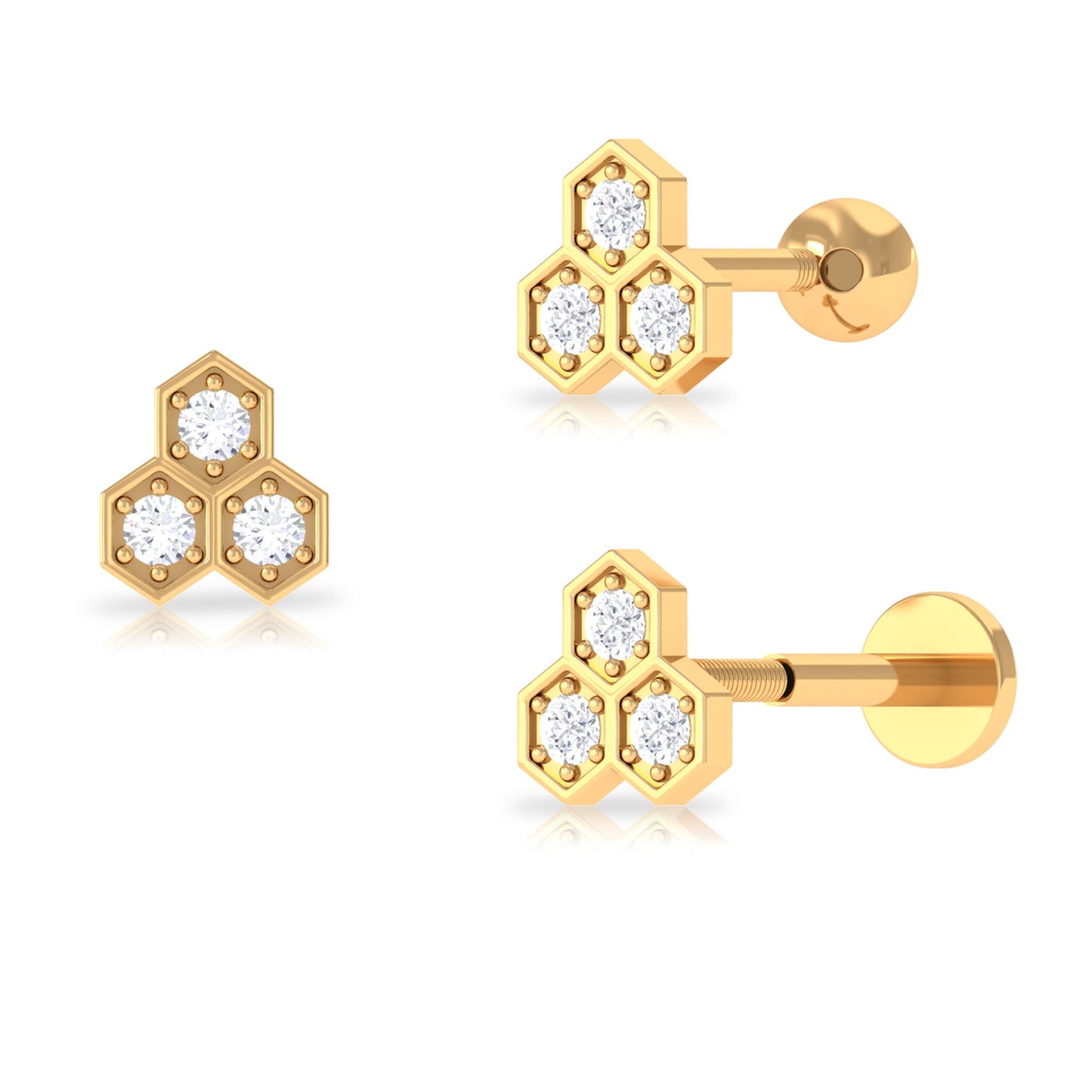 Dainty Diamond Geometric Helix Earring