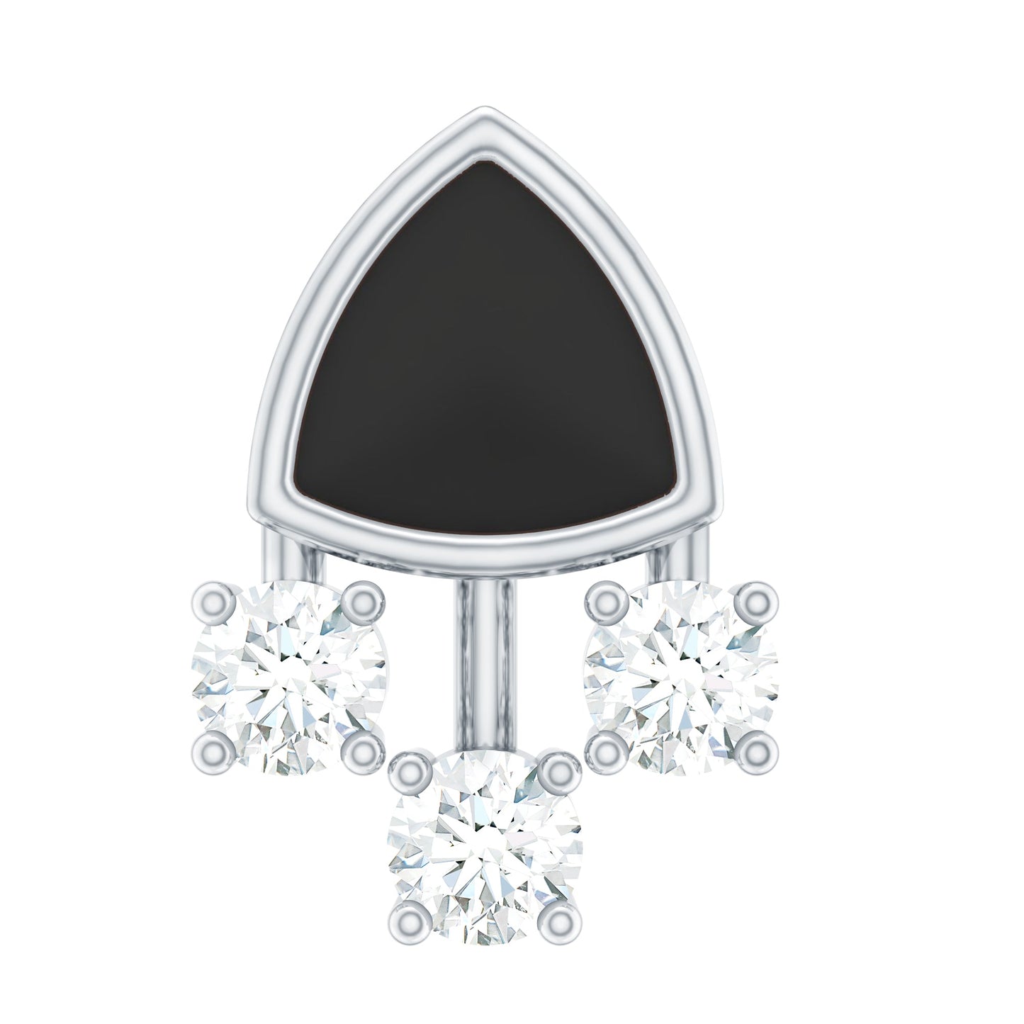 Genuine Diamond and Black Enamel Unique Tragus Earring