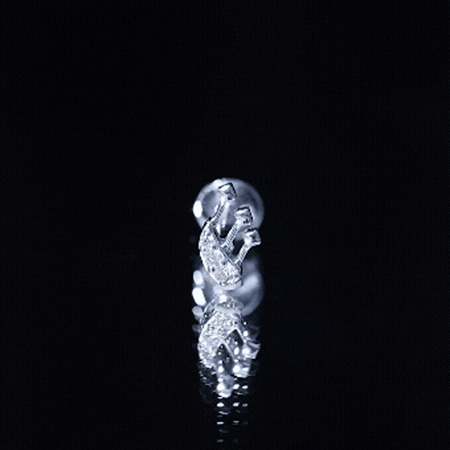Real Diamond Music Note Earring for Cartilage Piercing