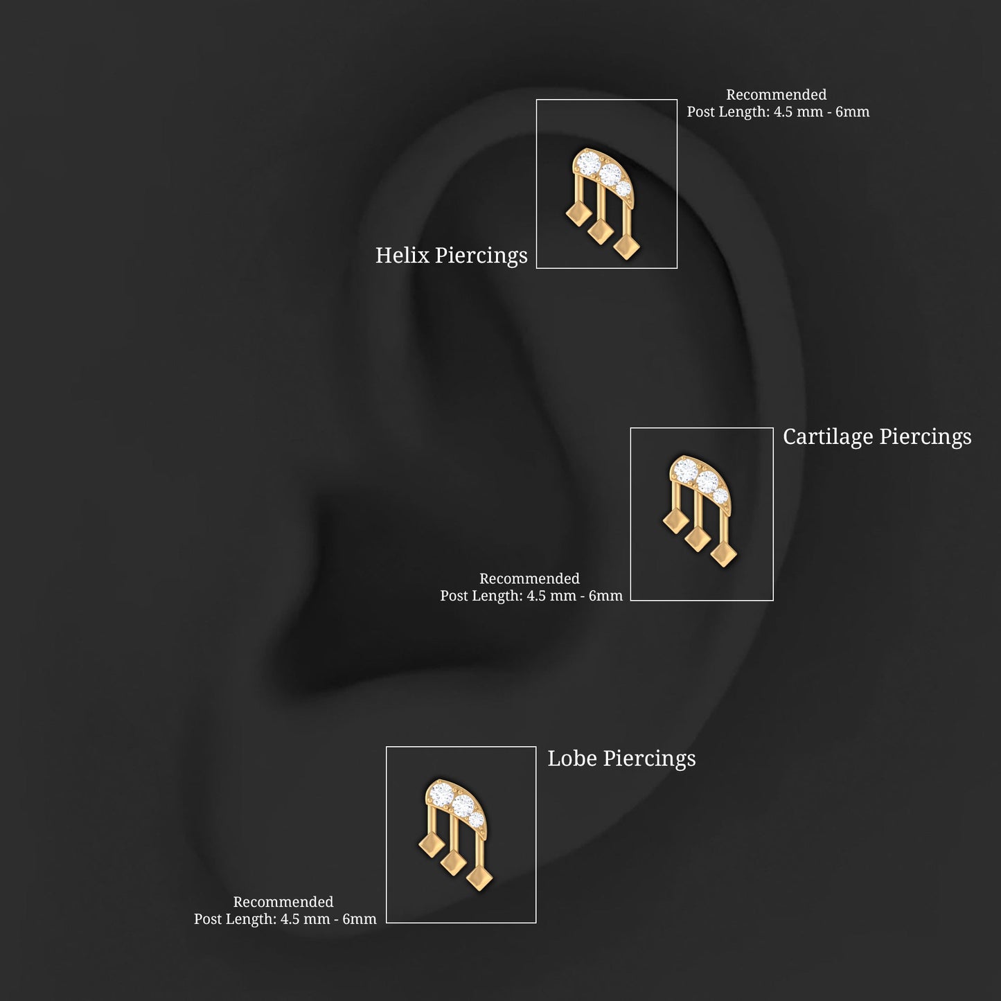 Real Diamond Music Note Earring for Cartilage Piercing