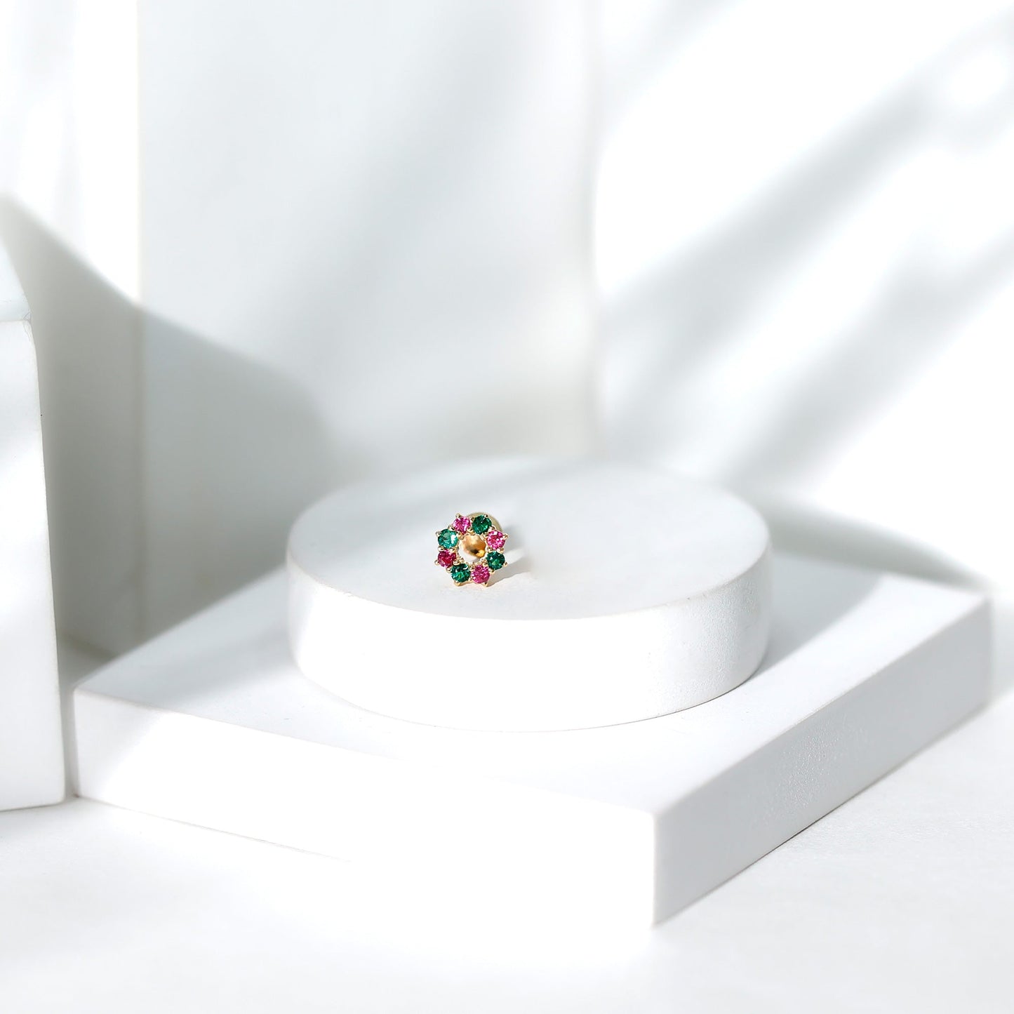 Lab Created Ruby and Created Emerald Wreath Helix Earring