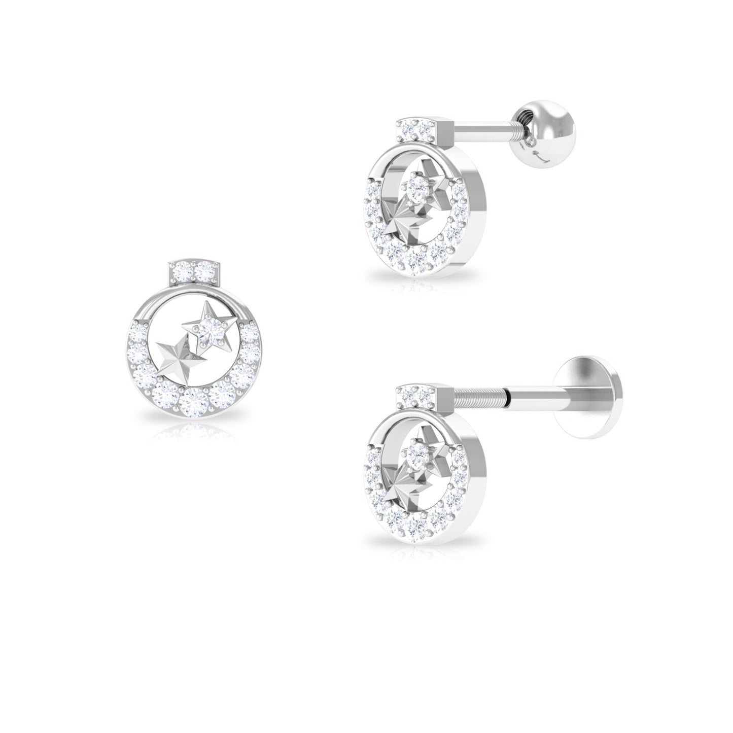Natural Diamond Star Cartilage Earring