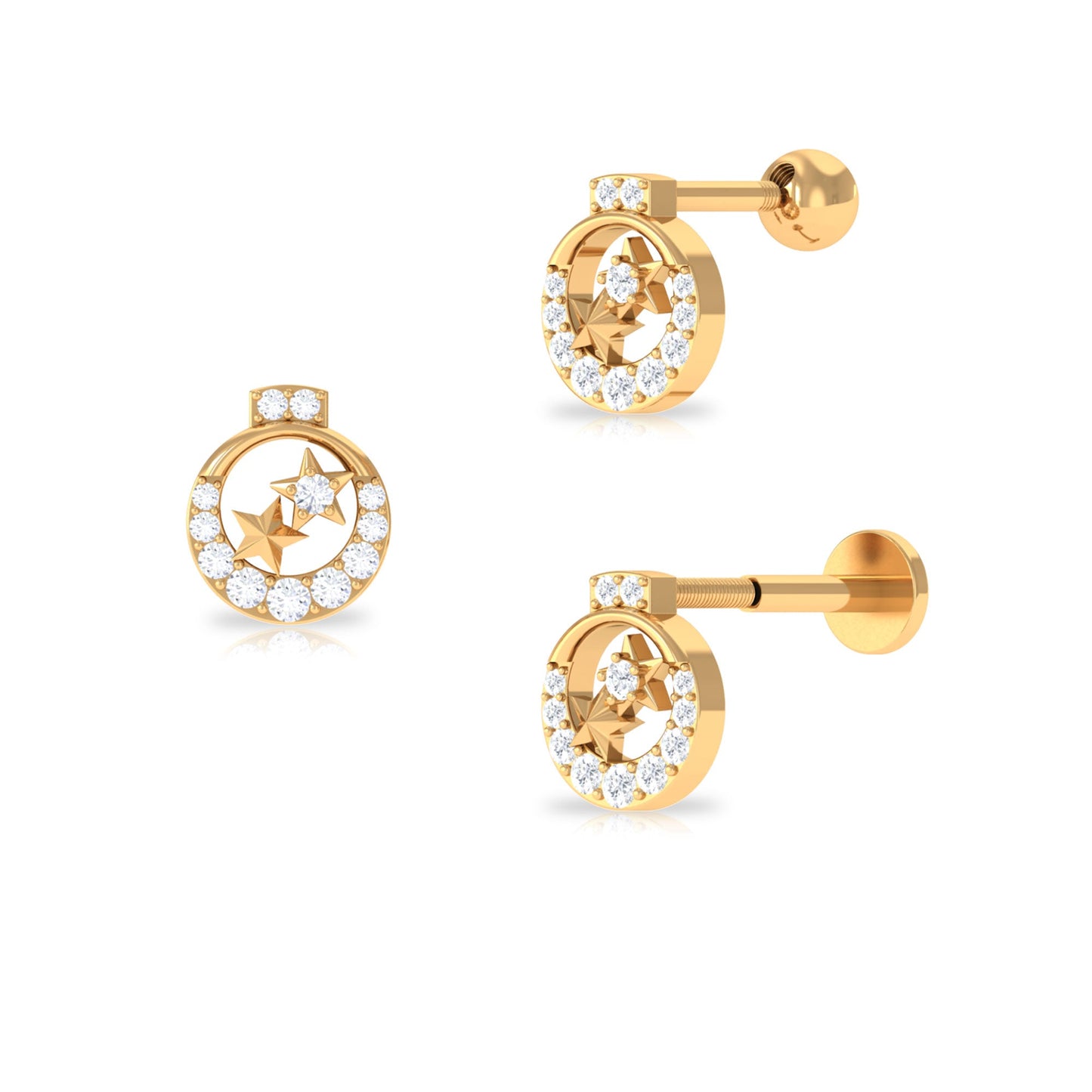 Natural Diamond Star Cartilage Earring