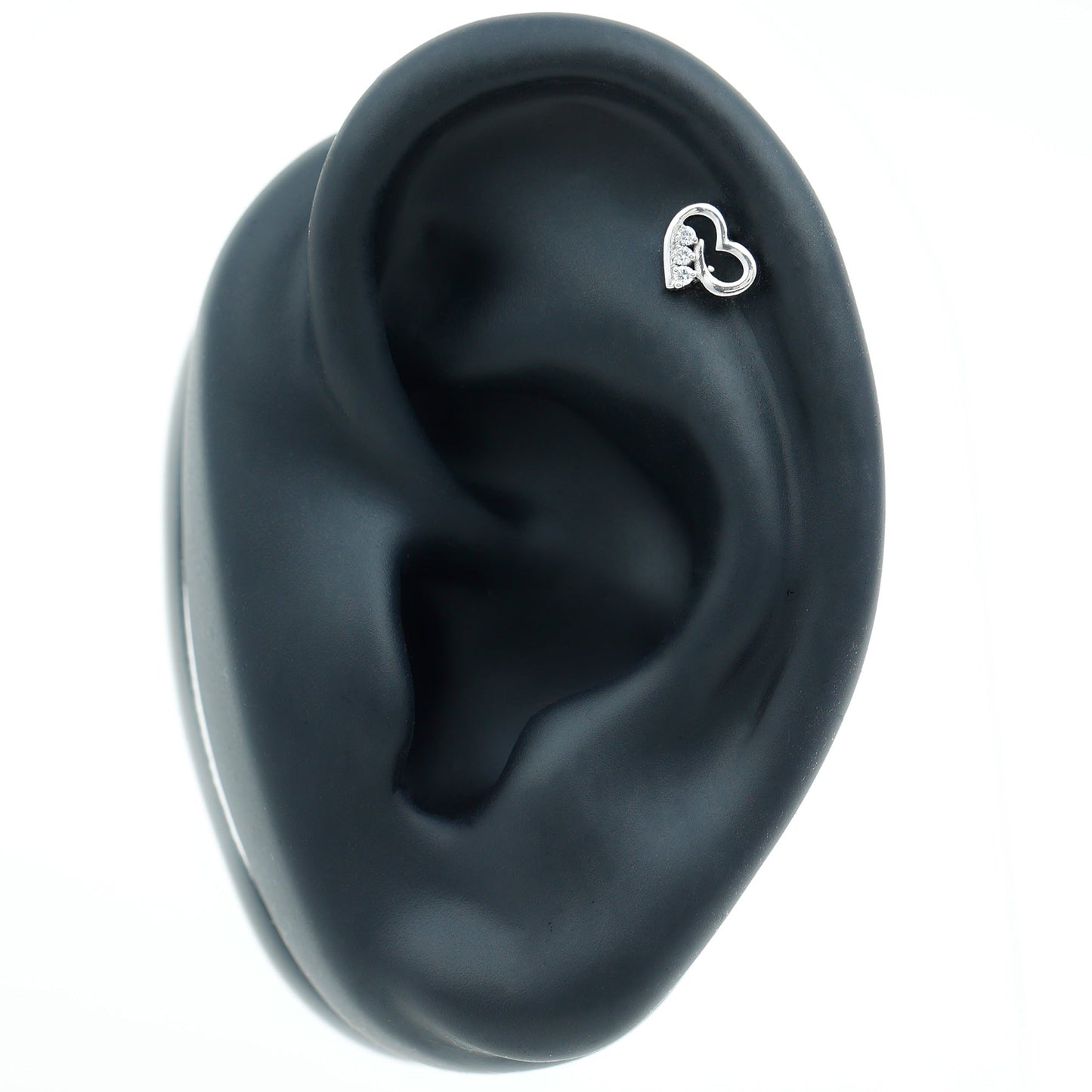 Real Diamond Cute Heart Earring for Helix Piercing