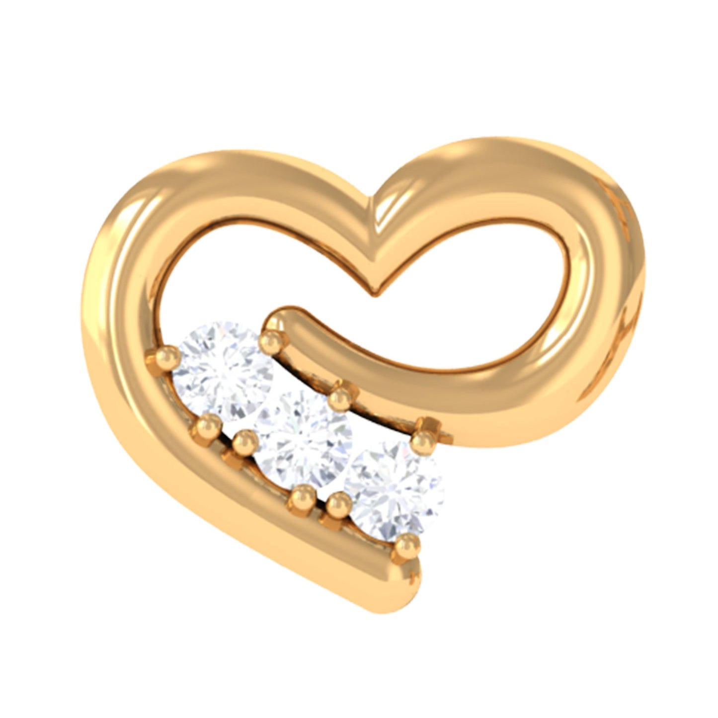 Real Diamond Cute Heart Earring for Helix Piercing