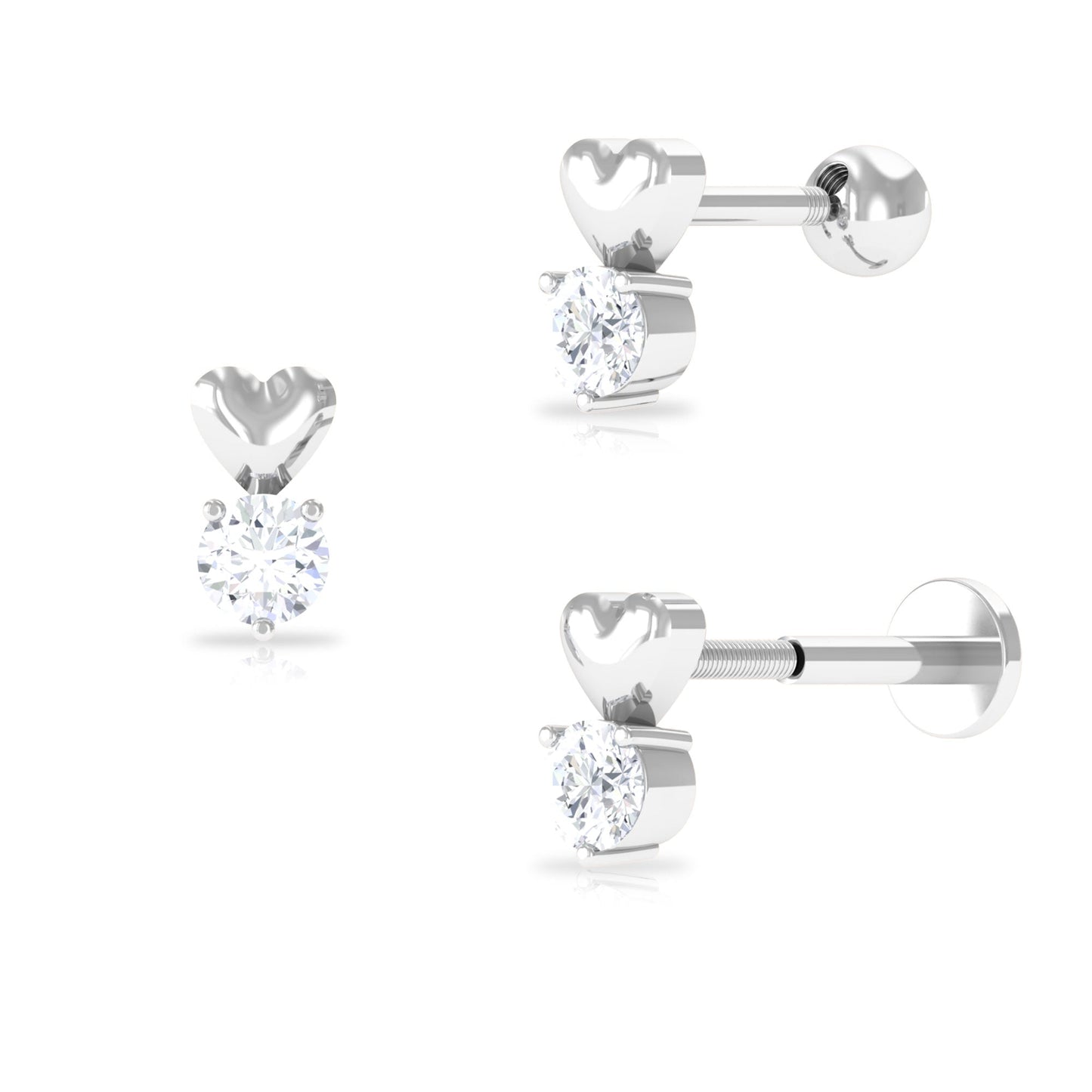 Round Moissanite Heart Tragus Earring