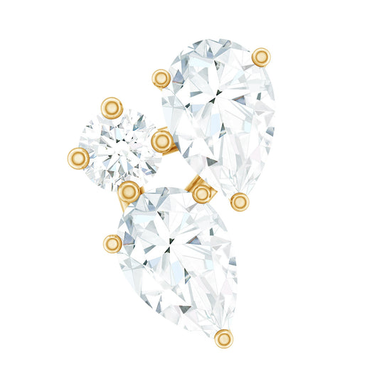 Pear and Round Cut Moissanite Cluster Helix Earring