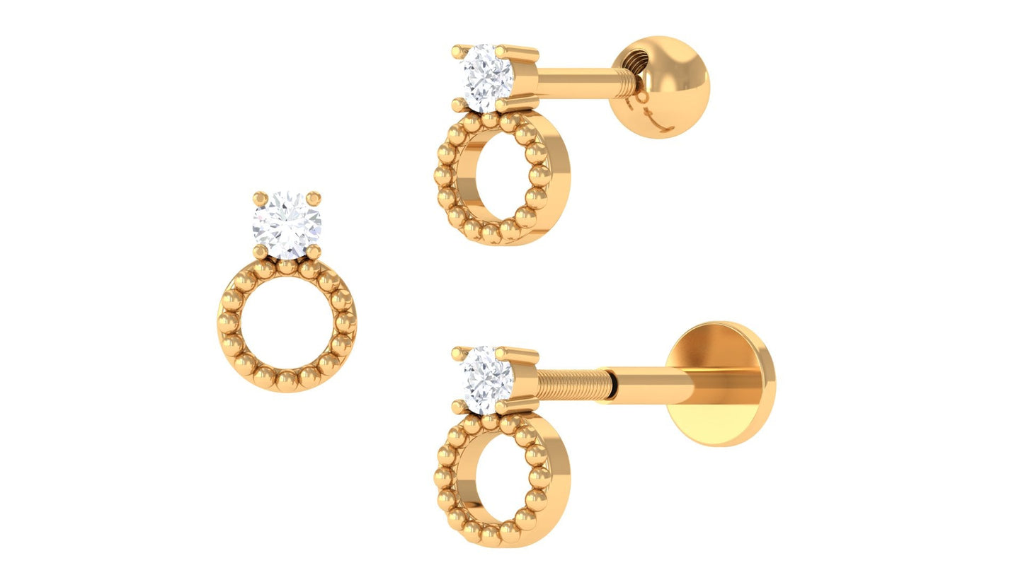 Round Diamond Beaded Circle Tragus Earring