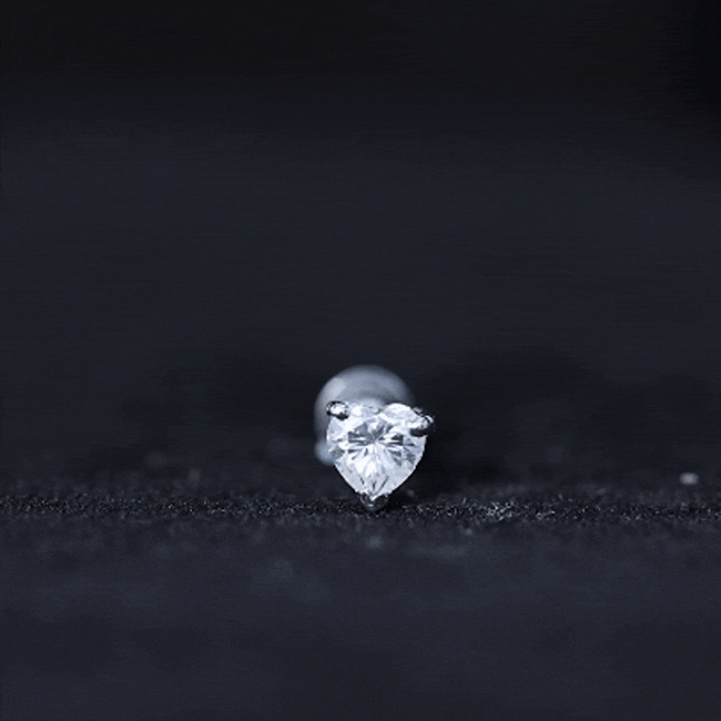 Solitaire Diamond Heart Earring with Flat Back