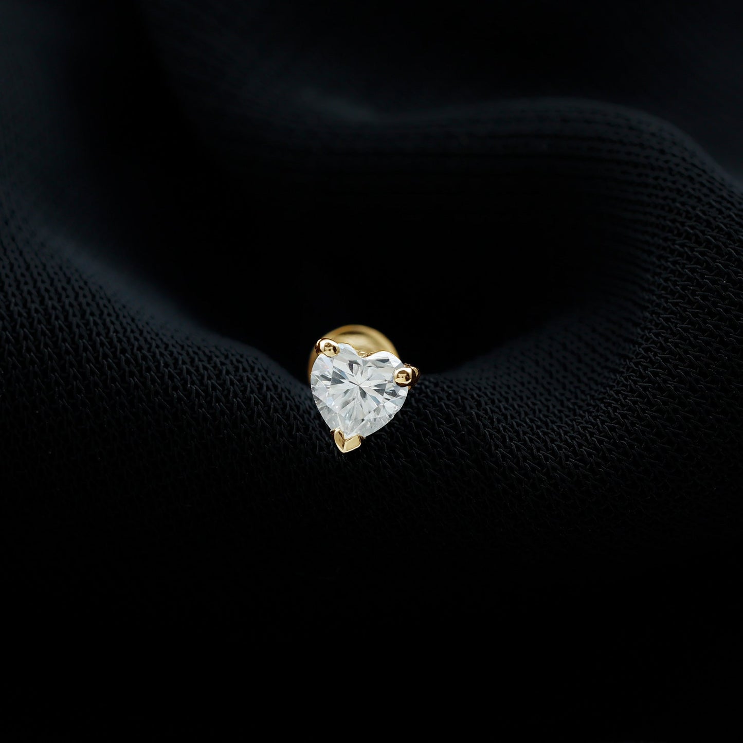 Solitaire Diamond Heart Earring with Flat Back