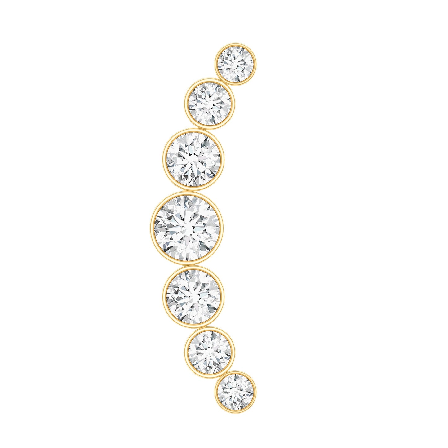 Graduated Diamond Crawler Helix Earring in Bezel Set