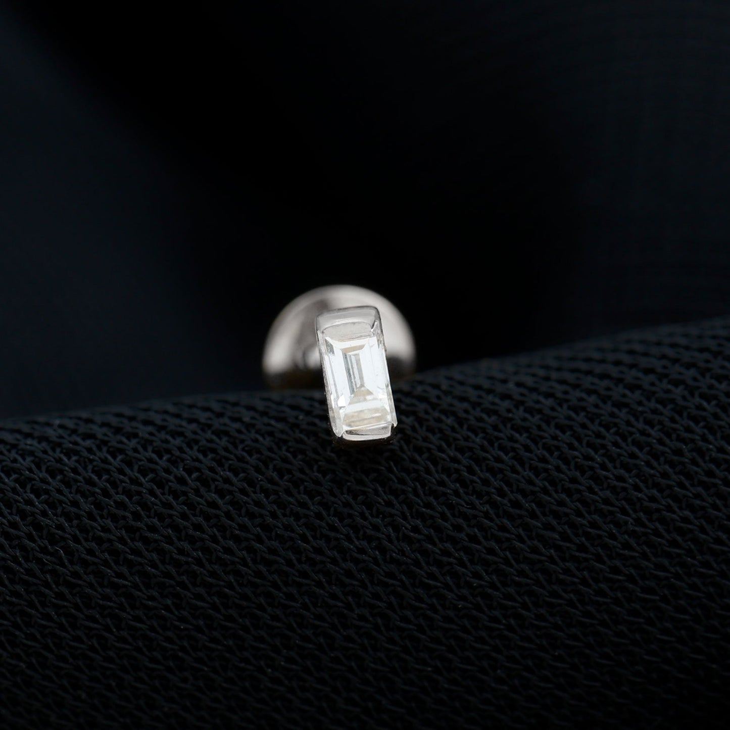 Solitaire Baguette Diamond Earring for Tragus Piercing
