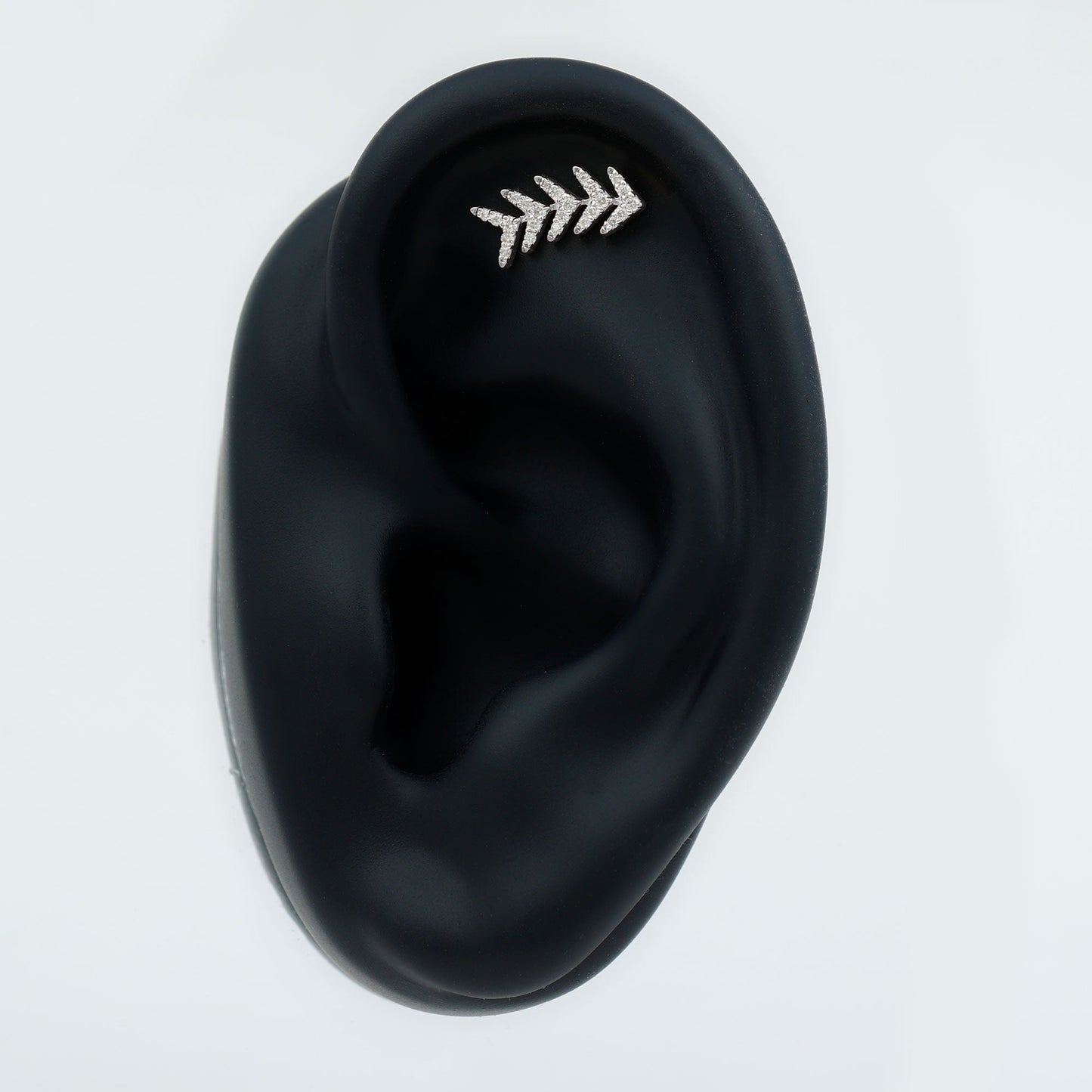 Minimalist Diamond Leaf Crawler Earring for Helix Piercing