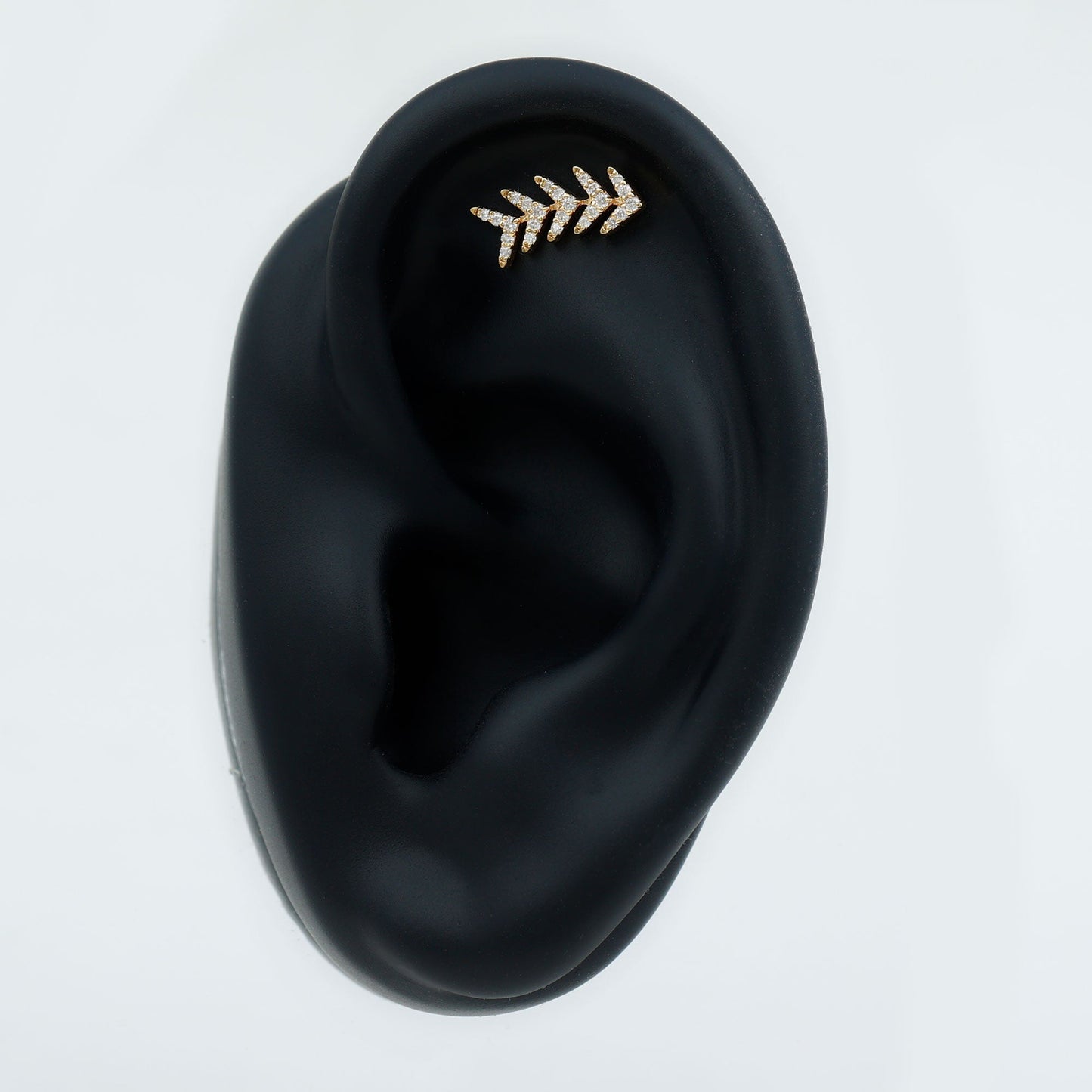 Minimalist Diamond Leaf Crawler Earring for Helix Piercing