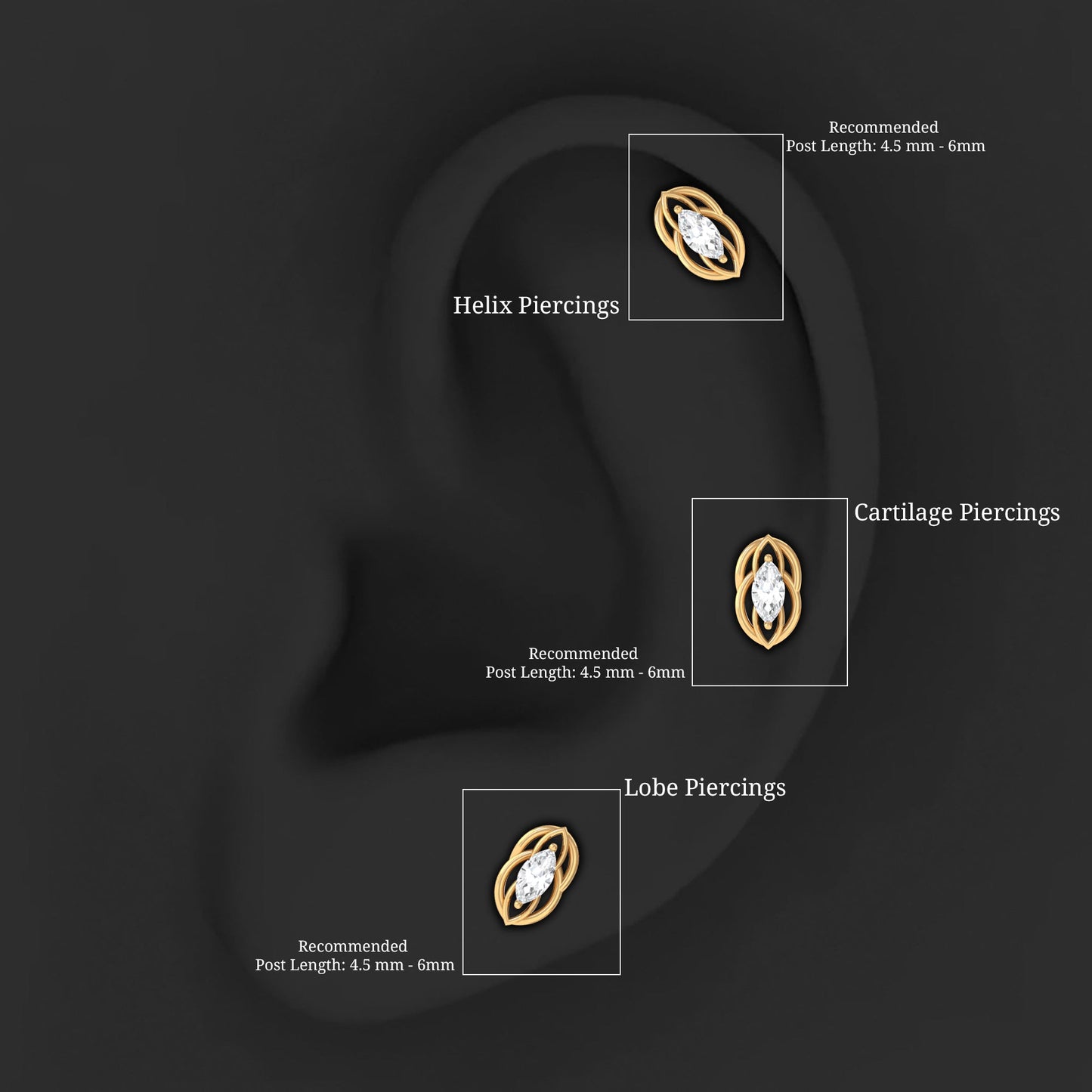 Marquise Diamond Solitaire Cartilage Earring