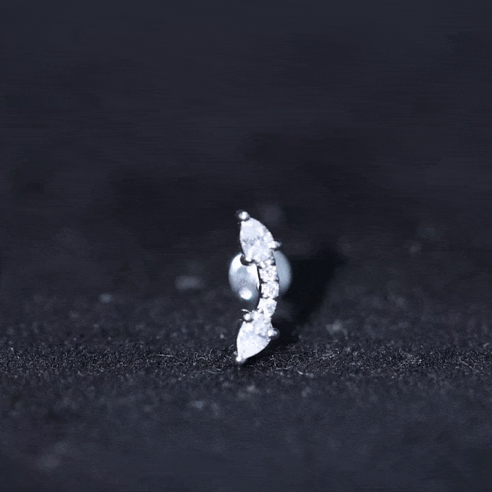 Pear Shape Diamond Curved Helix Earring