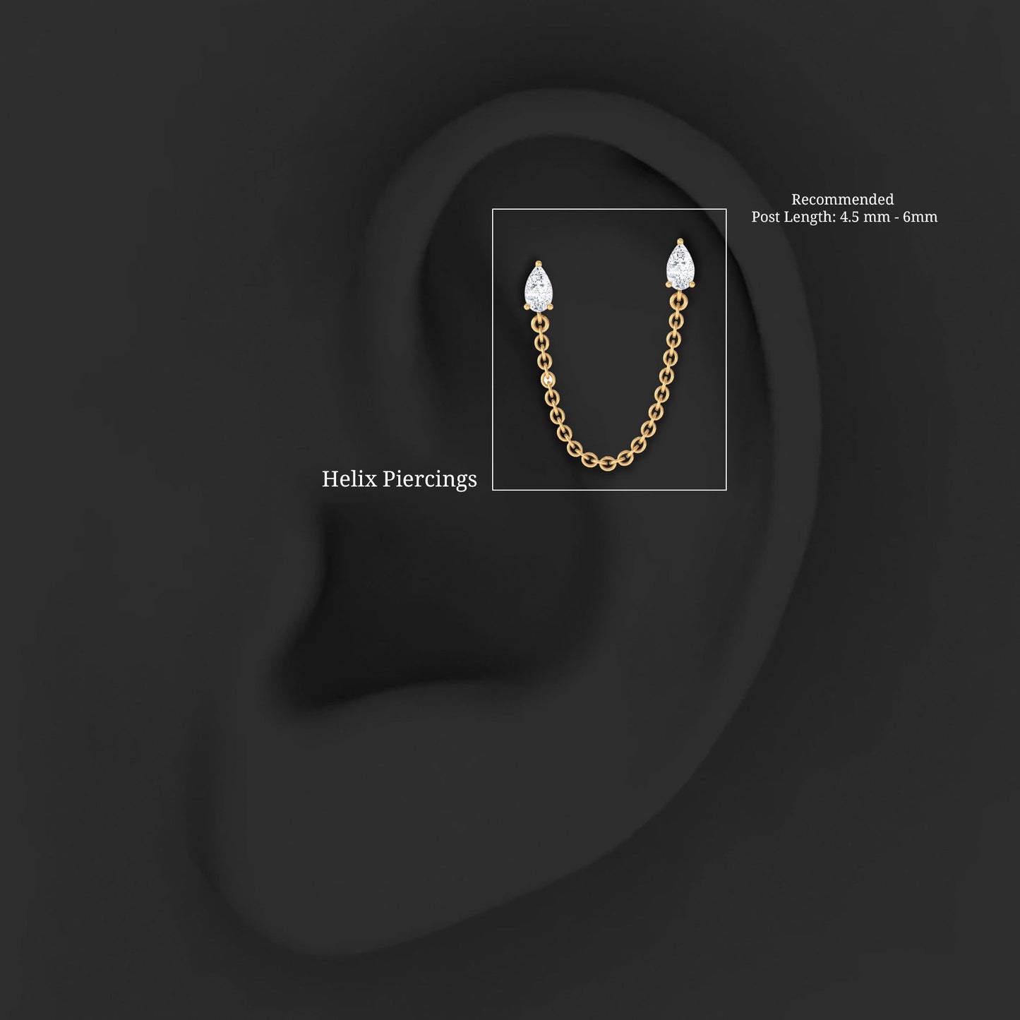 Pear Shape Diamond Chain Double Piercing Earring
